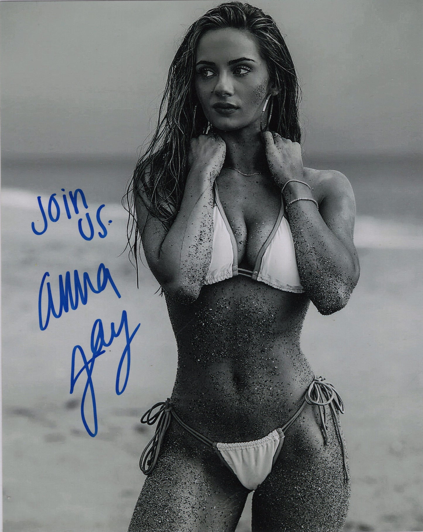 AEW Anna Jay Autographed Signed 8x10  "Join Us" Inscription Bikini COA